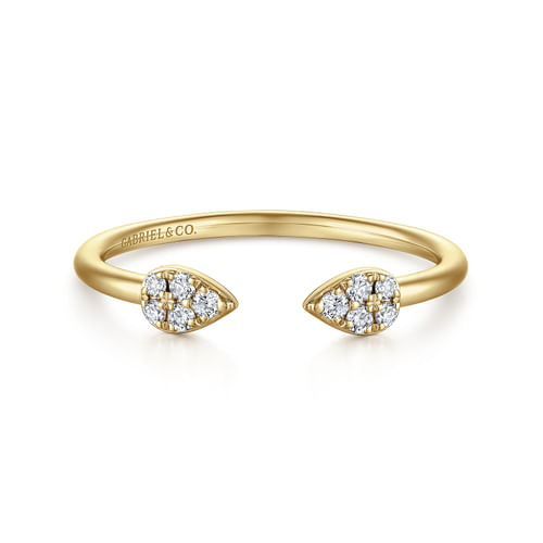 14K Yellow Gold Teardrop Pave Diamond Split Ring by Gabriel
