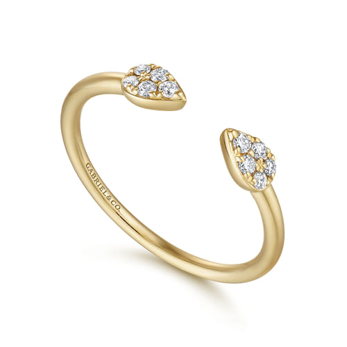 14K Yellow Gold Teardrop Pave Diamond Split Ring by Gabriel
