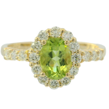 14K Yellow Gold Peridot & Diamond Ring by RJM