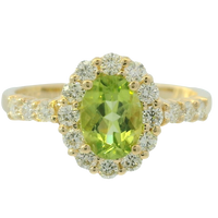 14K Yellow Gold Peridot & Diamond Ring by RJM