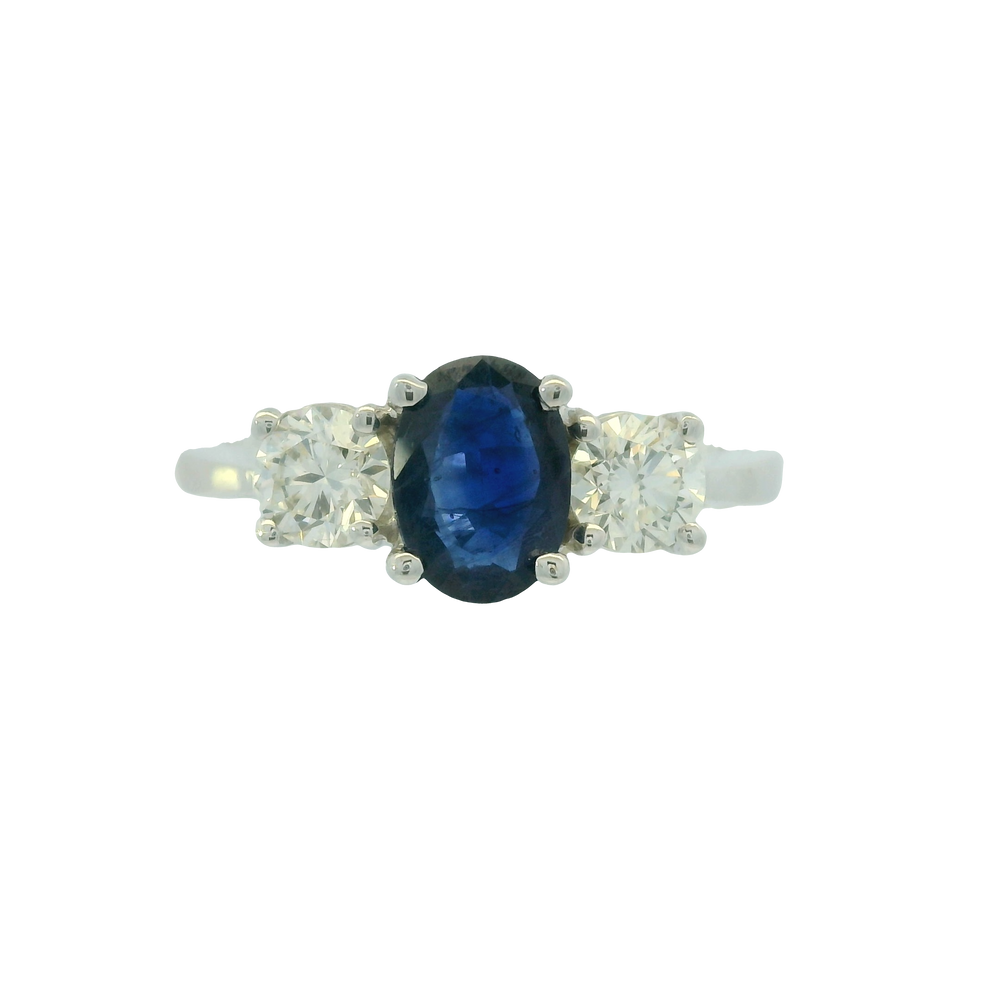 14K White Gold 1.00cttw Sapphire & 0.50cttw Diamond Ring by RJM