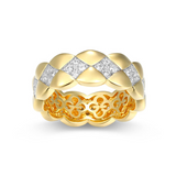 Sterling Silver Quilted Yellow Gold & Rhodium Plated CZ Ring by Charles Garnier