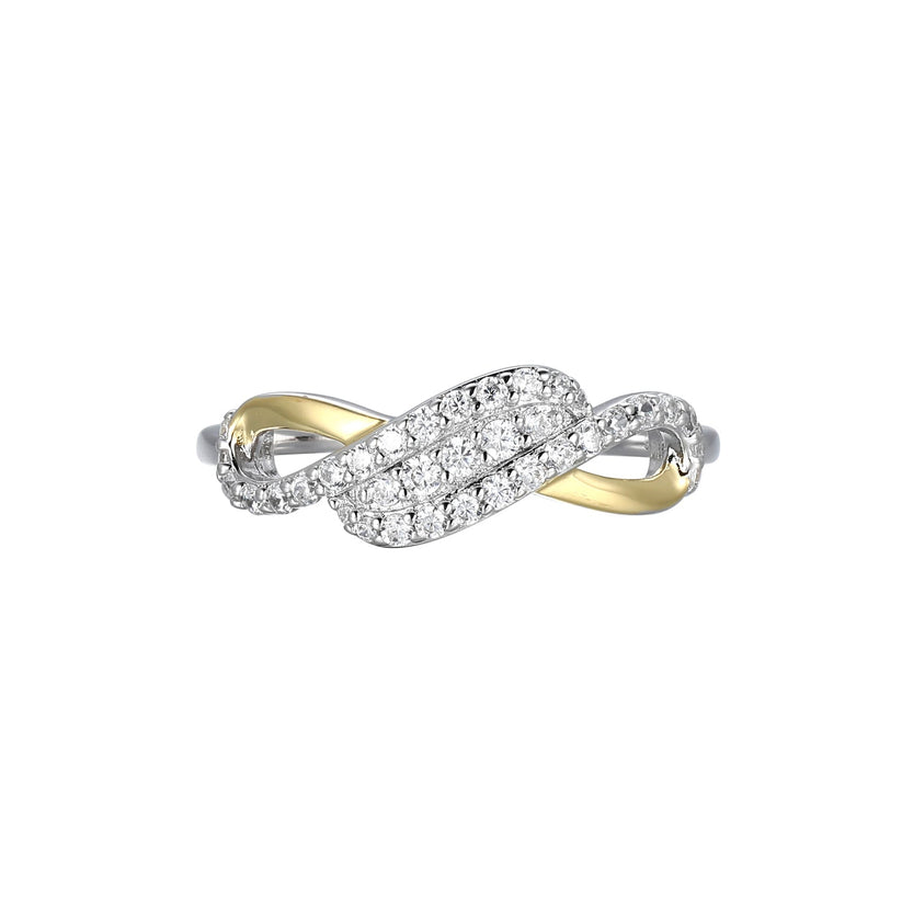 Sterling Silver with Rhodium & Yellow Gold Plating Ring with CZ by Charles Garnier