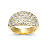 Sterling Silver Quilted Yellow Gold & Rhodium Plated CZ Ring by Charles Garnier