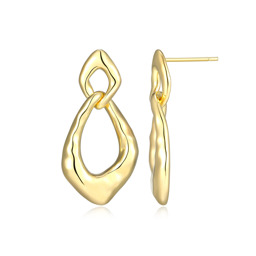 Celeste Modern Drop Earrings in Plated 14K Yellow Gold
