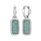 Rhodium Plated Amazonite Hoop Earrings