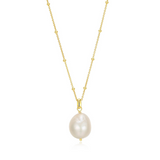 Genesis Yellow Gold Plated Genuine White Pearl Necklace