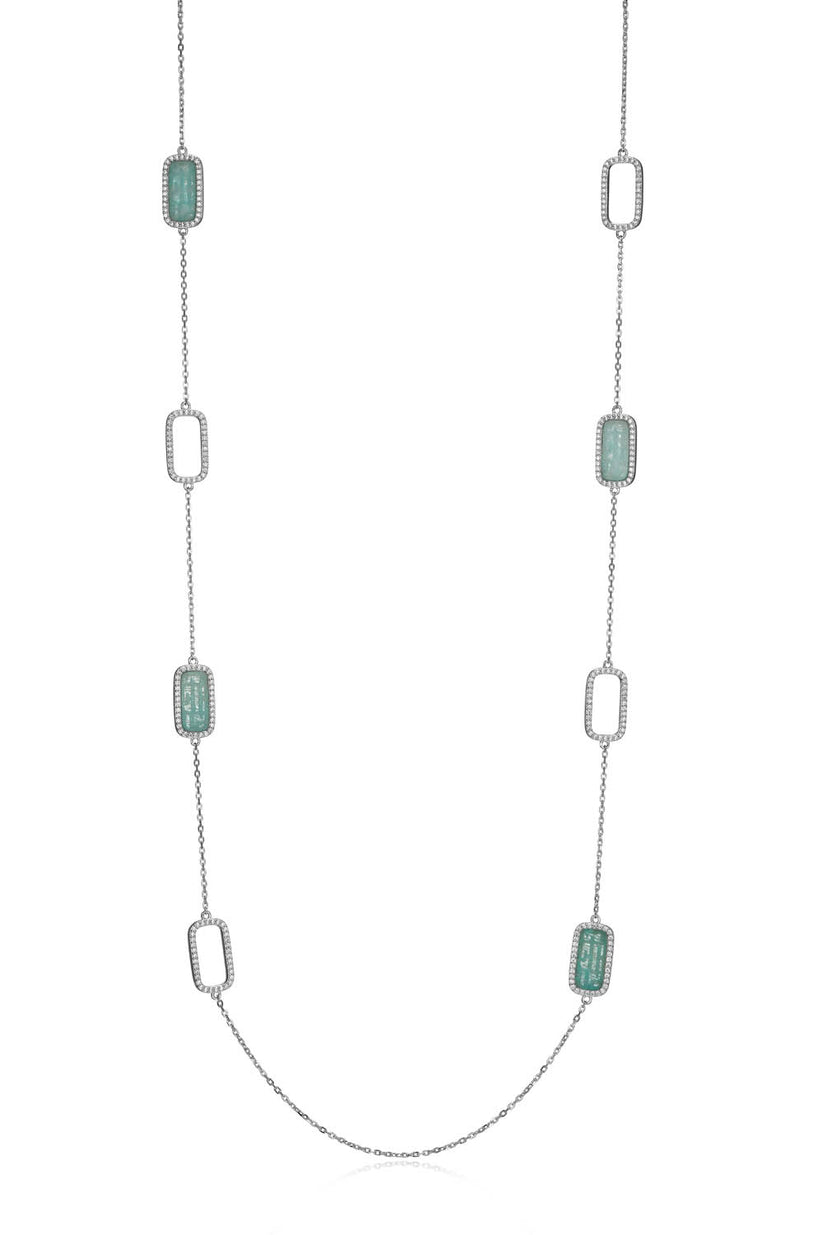 Sterling Silver Necklace with Cubic Zirconia Accsents