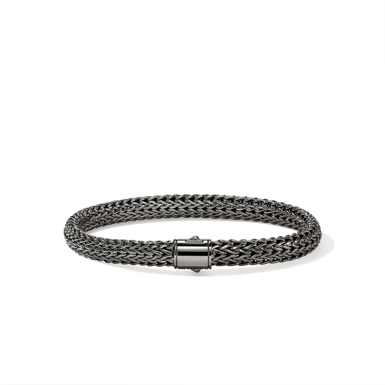Icon Silver 6.5mm Small Bracelet with Pusher Clasp with Black Rhodium by John Hardy