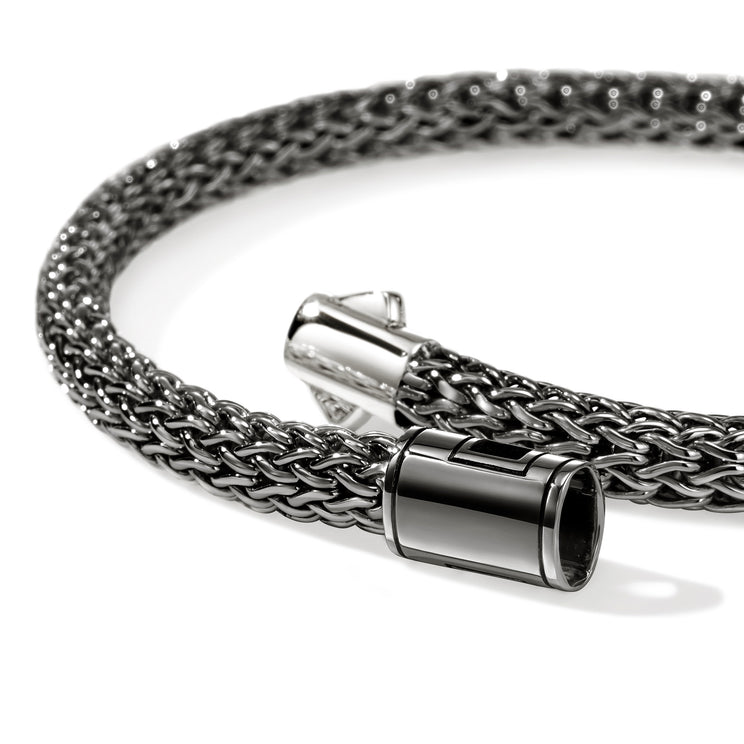 Icon Silver 5mm XS Small Bracelet with Pusher Clasp with Black Rhodium by John Hardy
