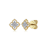 14K Yellow Gold Clover 0.12cttw SI HI Diamond Stud Earrings by Gabriel