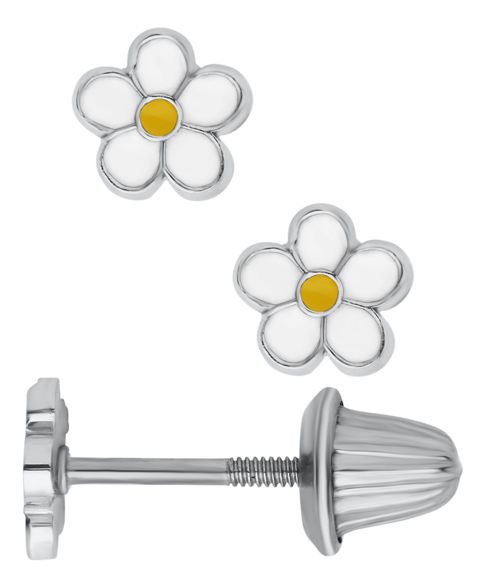 Sterling Silver White & Yellow Flower Earring