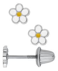 Sterling Silver White & Yellow Flower Earring
