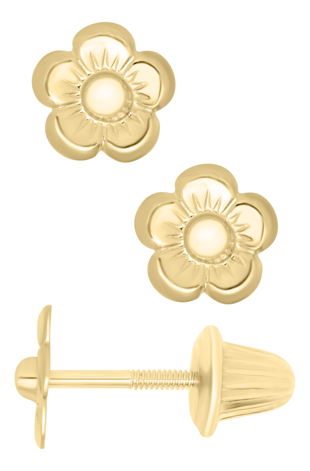 14K Yellow Gold Flower Earrings