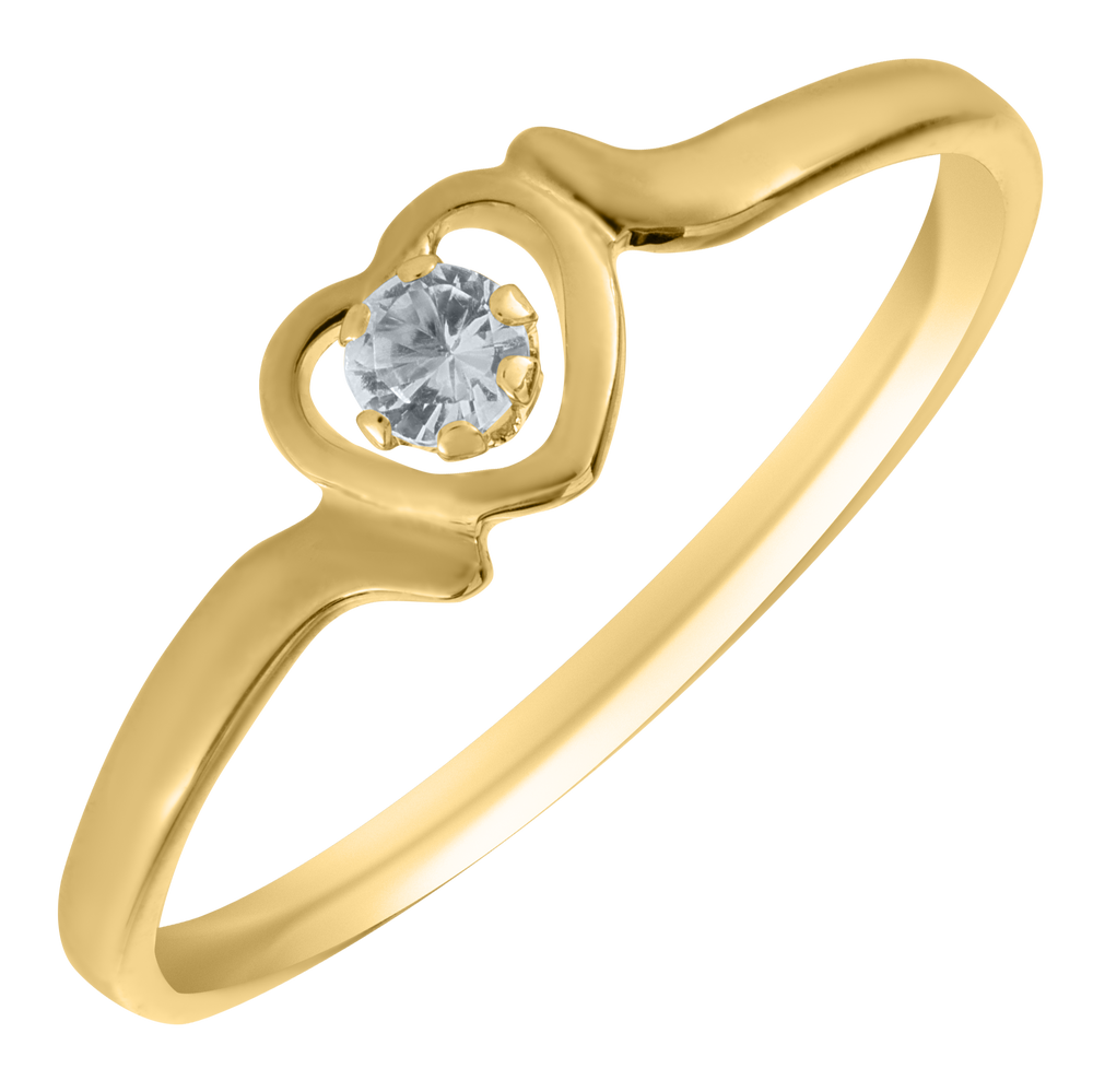 14K Gold Heart Ring with 0.04cttw Diamond