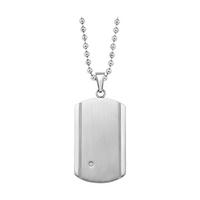 Mens Steel Tag Pendant with 0.02ct Diamond