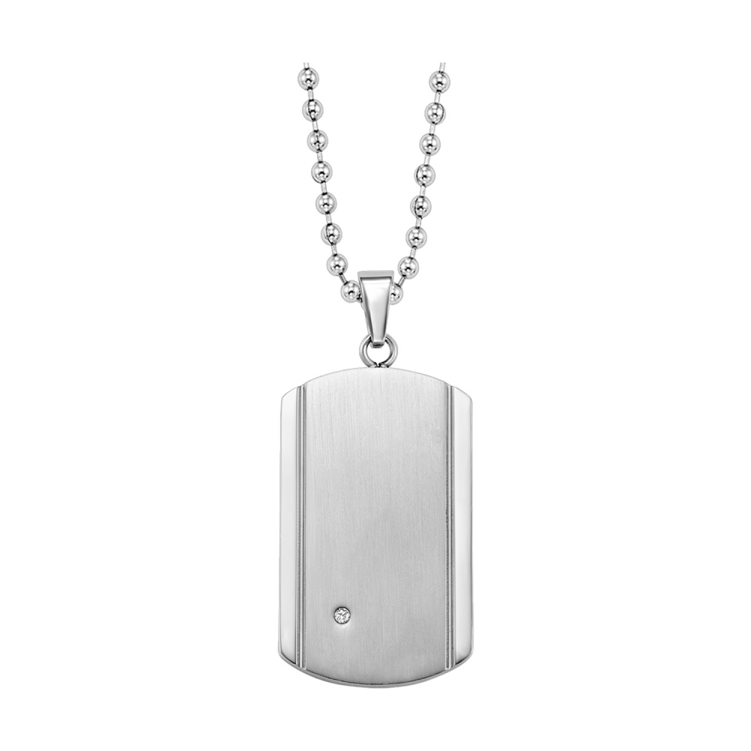 Mens Steel Tag Pendant with 0.02ct Diamond