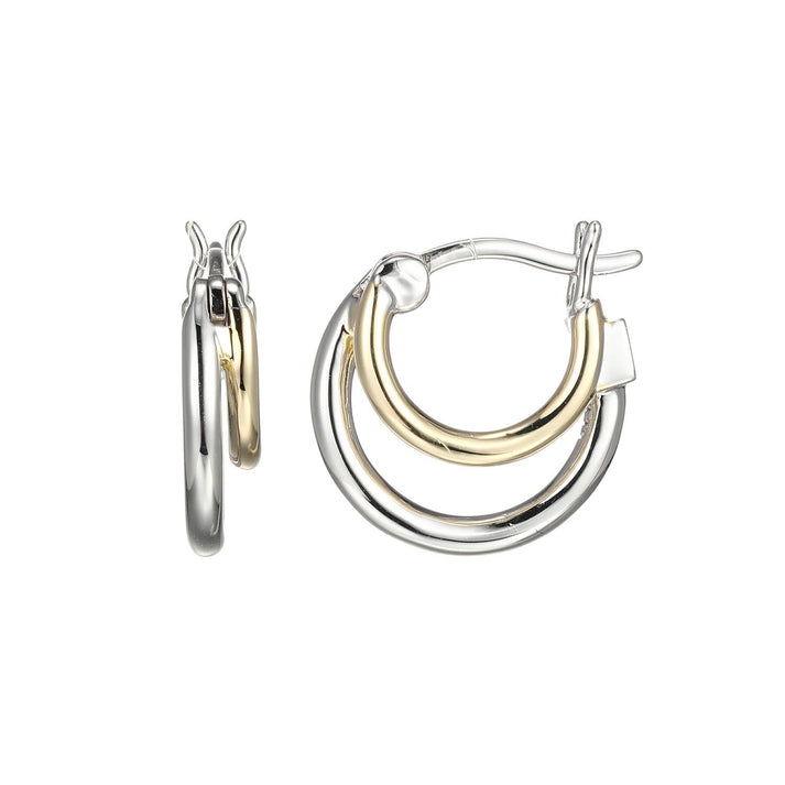 Sterling Silver " Simpatico" Rhodium & Gold Plated Hoop Earrings