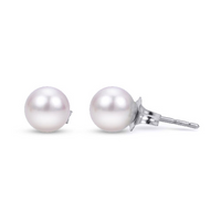 14K White Gold 6mm Akoya Cultured Pearl Earrings