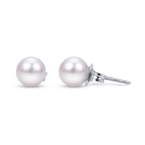 14K White Gold 6mm Akoya Cultured Pearl Earrings