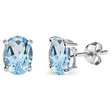 Sterling Silver 1.08cttw Oval Blue Topaz Earrings