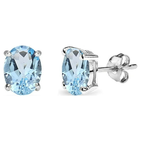 Sterling Silver 1.08cttw Oval Blue Topaz Earrings