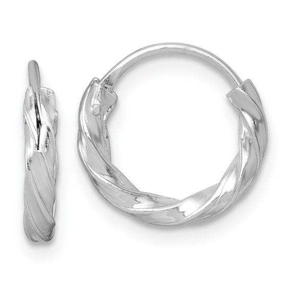 Sterling Silver Rhodium Plated Polished Twisted Round Endless Hoop Earrings