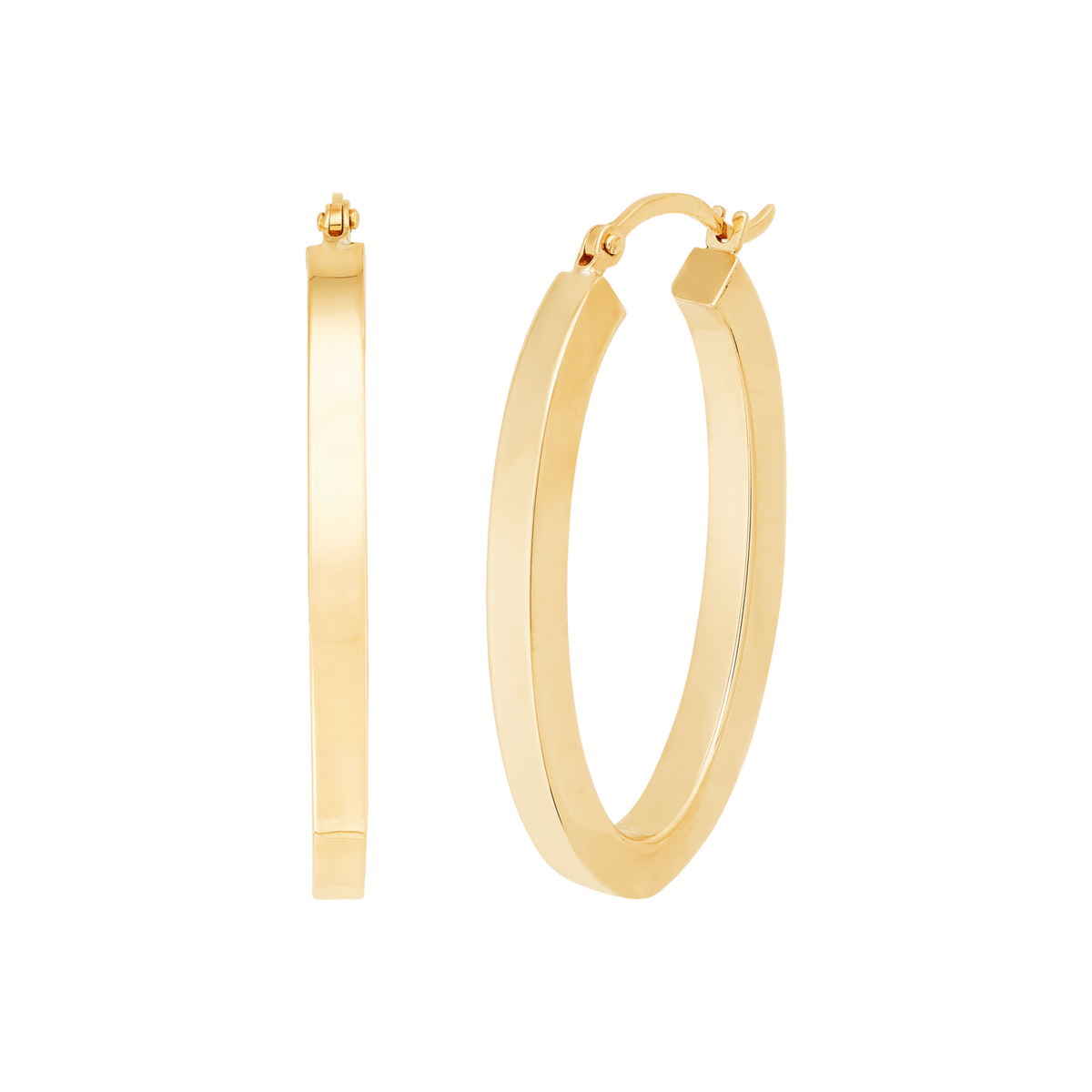 14K Yellow Gold Polished 3x20x30mm Tube Hoop Oval Earrings