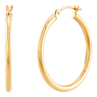 14K Yellow Gold 2x50mm Tube Hoop Earrings