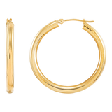 14K Yellow Gold 3x30mm Tube Hoop Earrings