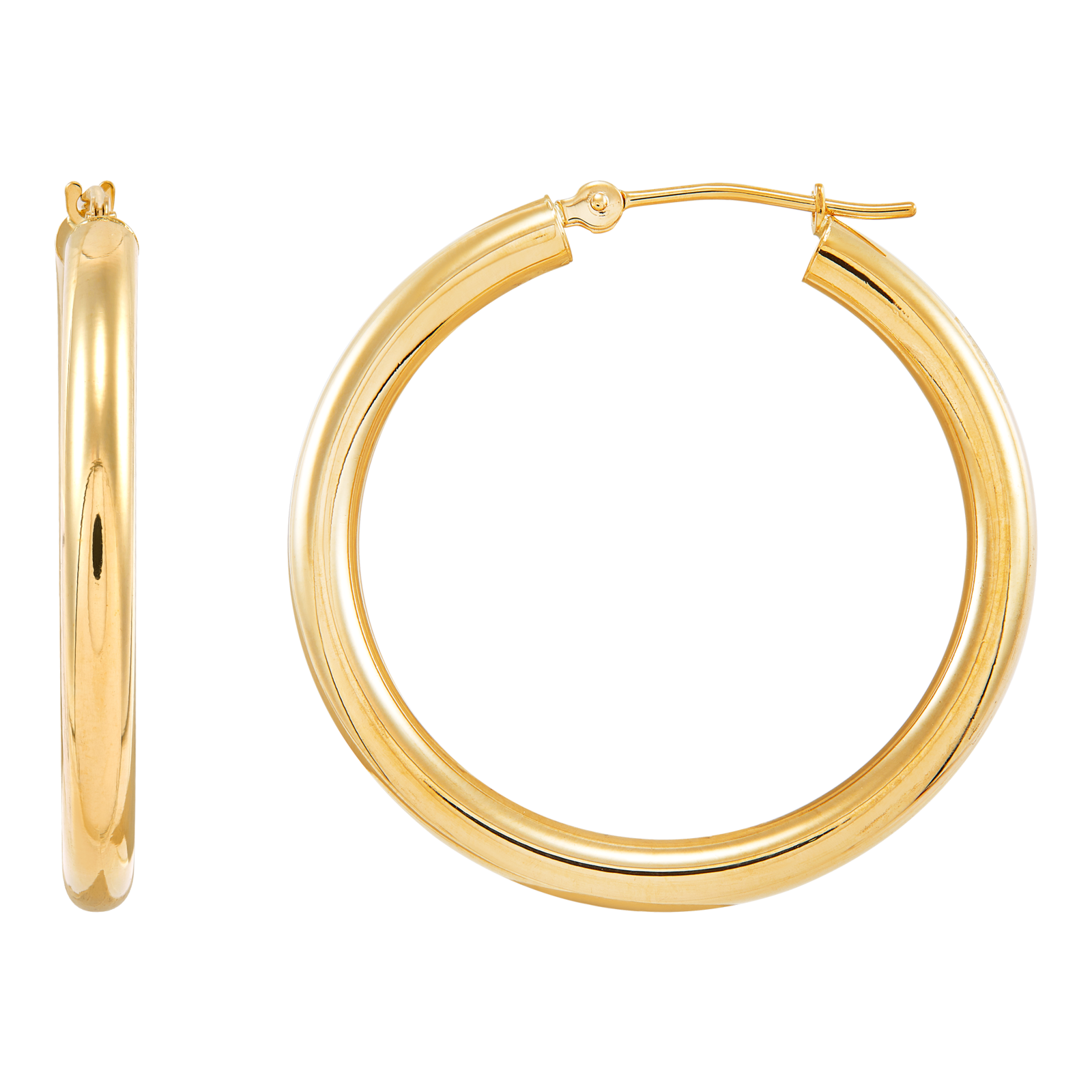 14K Yellow Gold 3x30mm Tube Hoop Earrings
