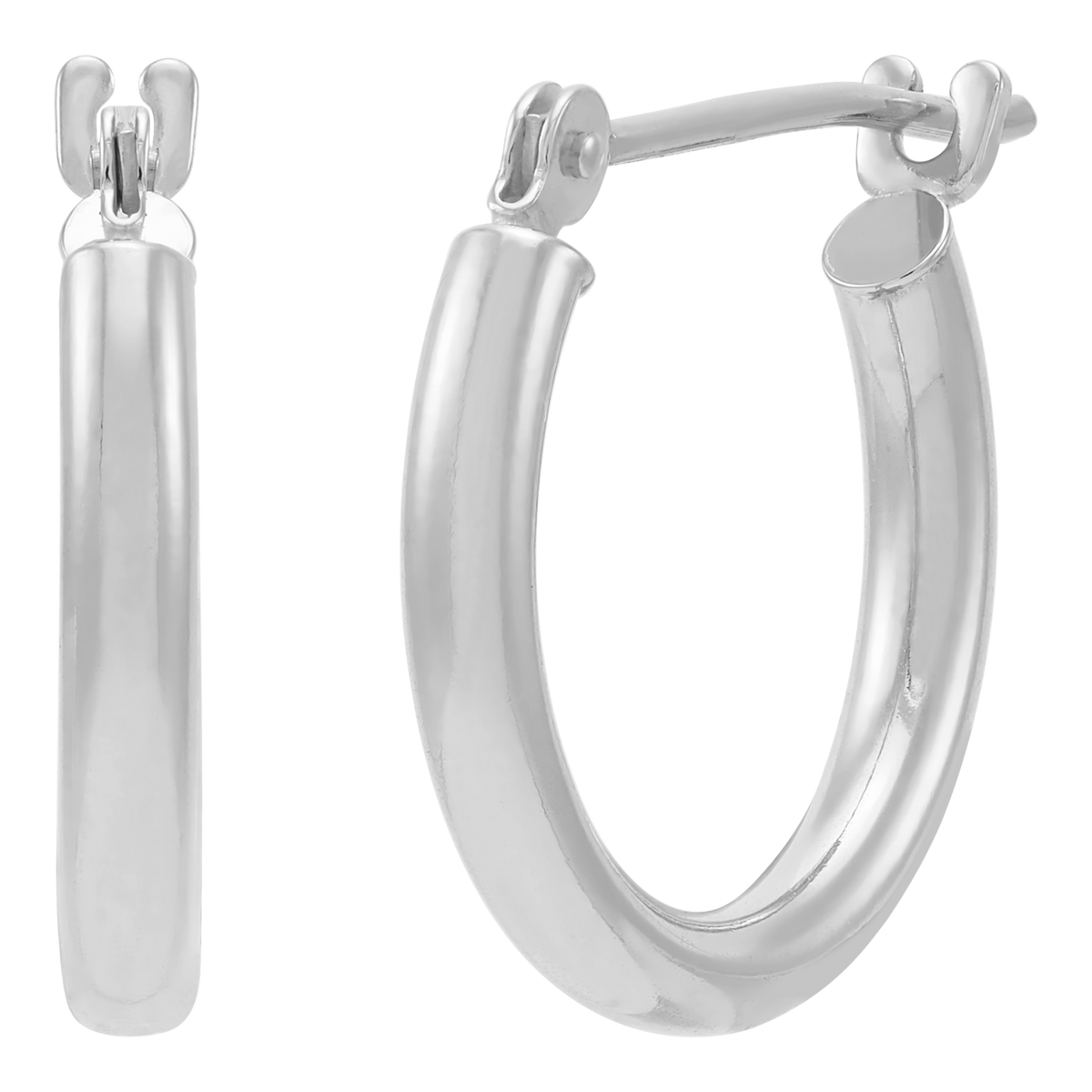 14K White Gold Polished 2x15mm Tube Hoop Earrings