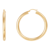 14K Yellow Gold Polished 5x50mm Tube Hoop Earrings