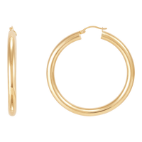 14K Yellow Gold Polished 5x50mm Tube Hoop Earrings