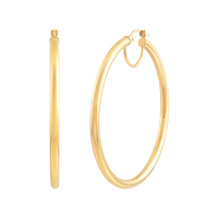 14K Yellow Gold Polished 3x50mm Tube Hoop Earrings