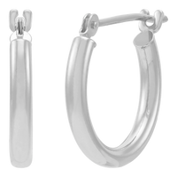 14K White Gold Polished 4x25mm Tube Hoop Earrings