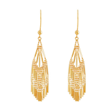 14K Yellow Gold Beaded Fantasy Multi Row Dangle Earrings