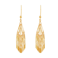 14K Yellow Gold Beaded Fantasy Multi Row Dangle Earrings
