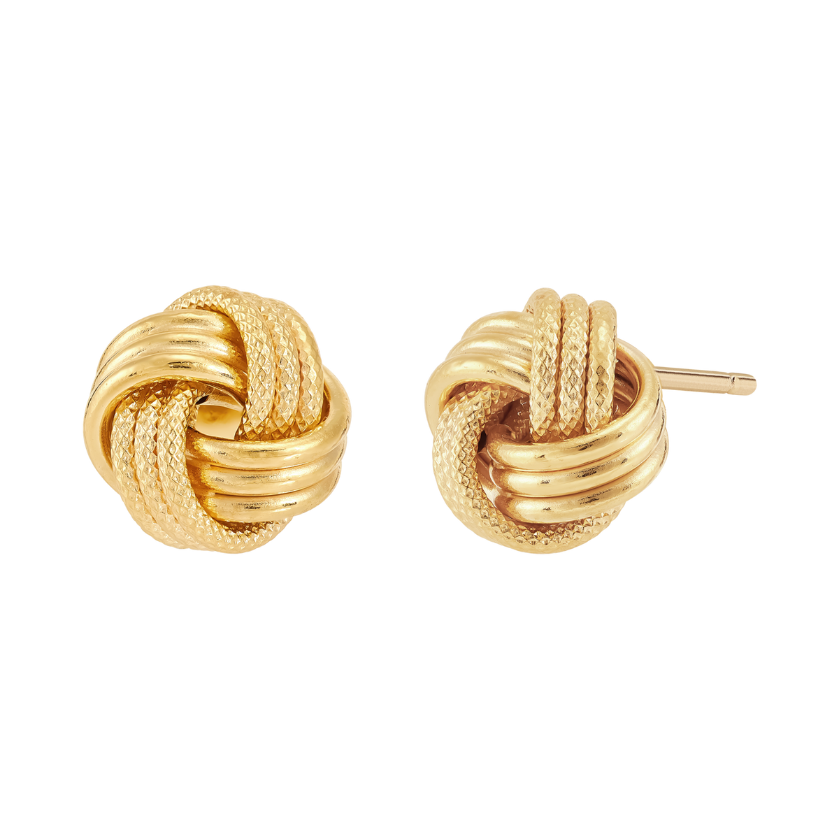 14K Yellow Gold Polished Swirl Love Knot Stud Earrings