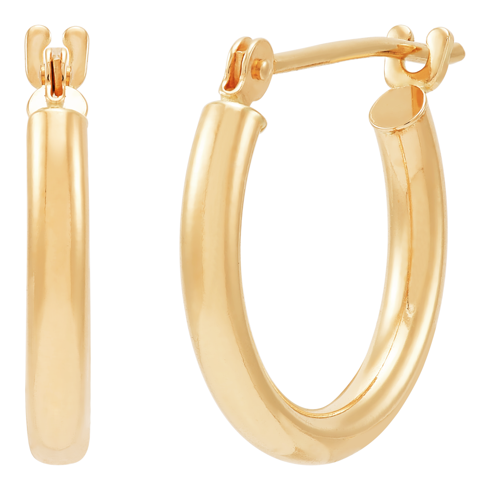 14K Yellow Gold Polished 2x15mm Tube Hoop Earrings