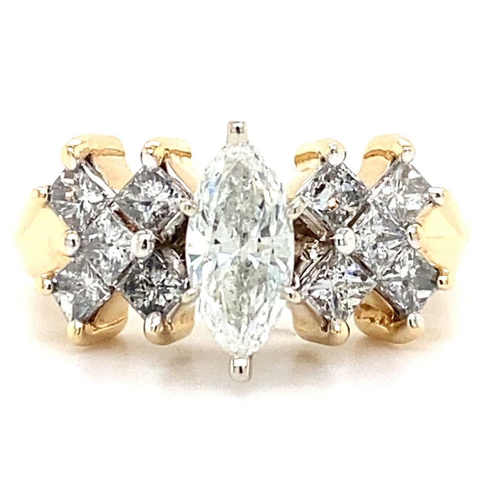 Estate Marquise & Princess Cut Diamond Ring