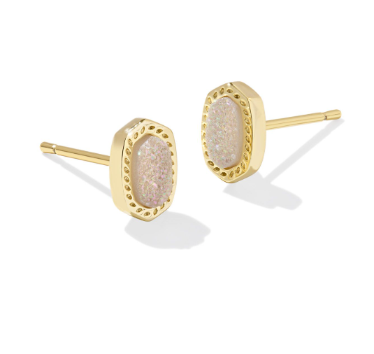Mini Ellie Gold Plated Iridescent Drusy Stud Earrings by Kendra Scott