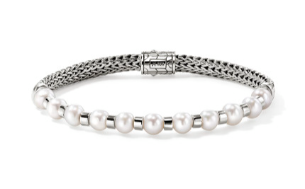 JH Essentials Silver Pearl 5mm XS Chain Bracelet with 5.5-6mm Cultured Fresh Water Pearl with Pusher Clasp