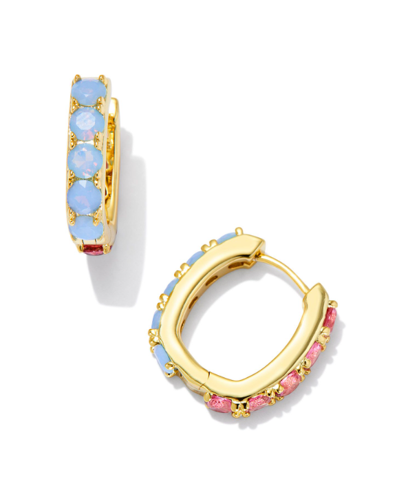 Chandler Yellow Gold Plated Pink Blue Mix Huggie Earrings by Kendra Scott