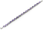 Sterling Silver Oval Amethyst & CZ Bracelet