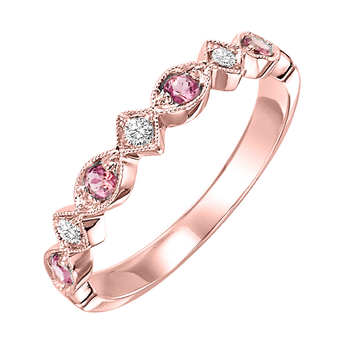 10K Rose Gold Diamond & Pink Tourmaline Ring