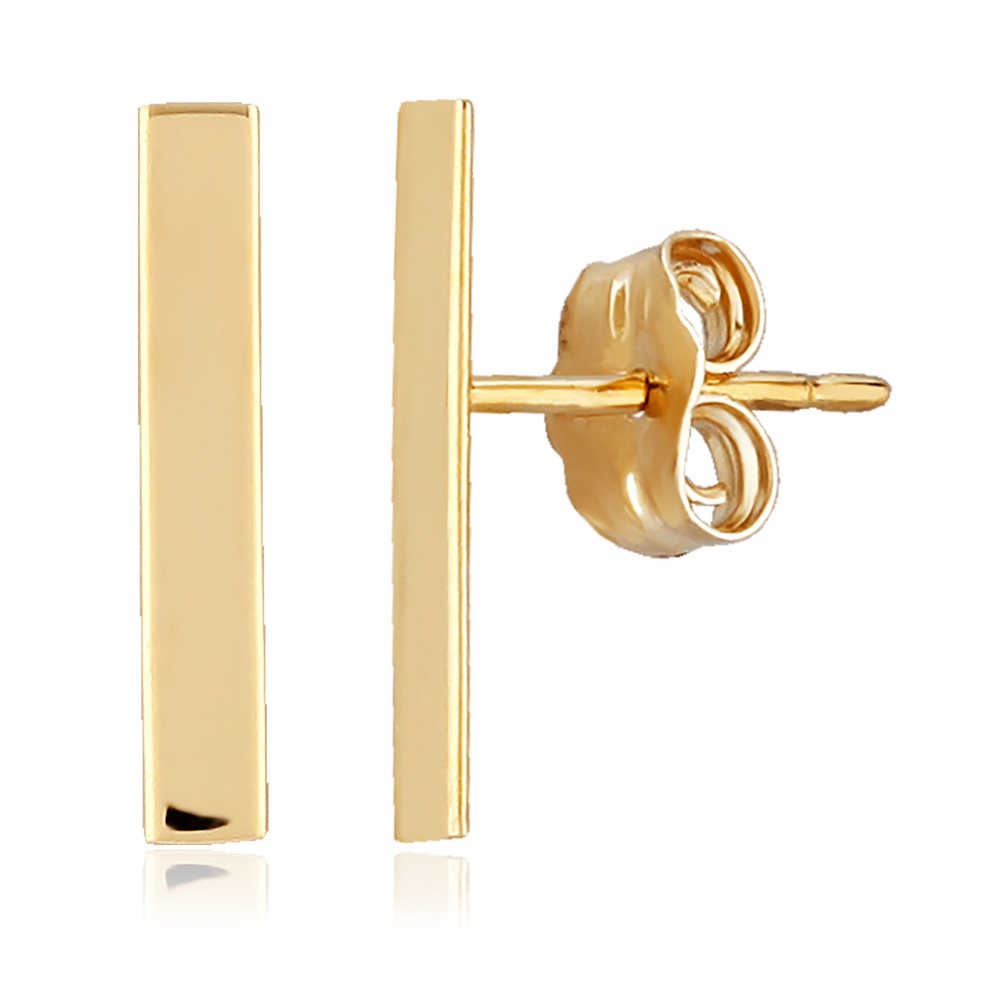 14K Yellow Gold 2mmx14mm Bar W/Post Earrings