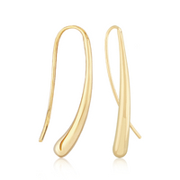 14K Yellow Gold Long Tear Drop Hook Wire Earrings