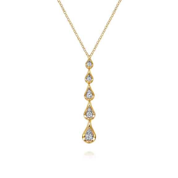 14K Yellow Gold 0.30cttw Diamond Teardrop Necklace by Gabriel & Co.