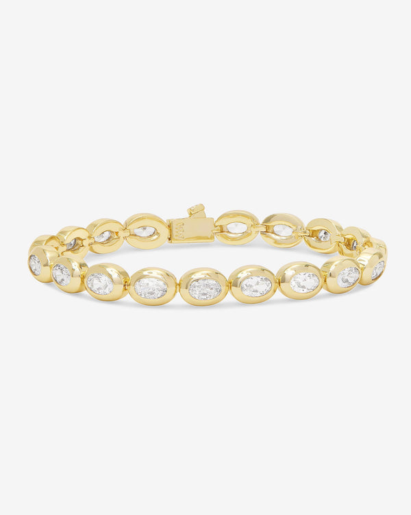 18K Yellow Gold Plated Simulated Diamonds She's a Boss Tennis Bracelet 6.5"